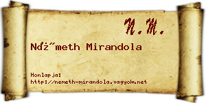 Németh Mirandola névjegykártya